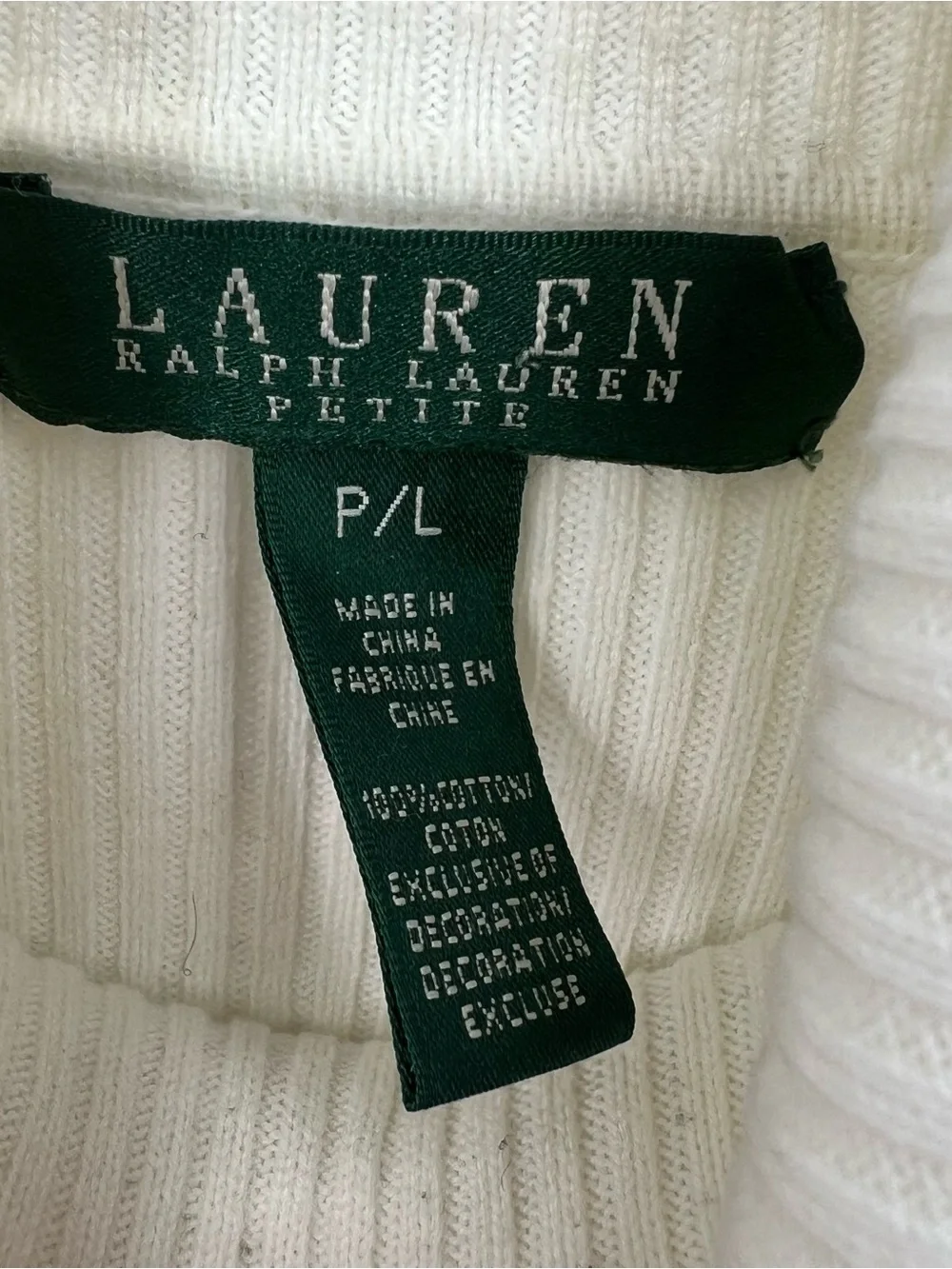 Ralph‎ Lauren Cream and Black Striped Branded Rib-Knit Turtleneck Sweater - Picture 5 of 9